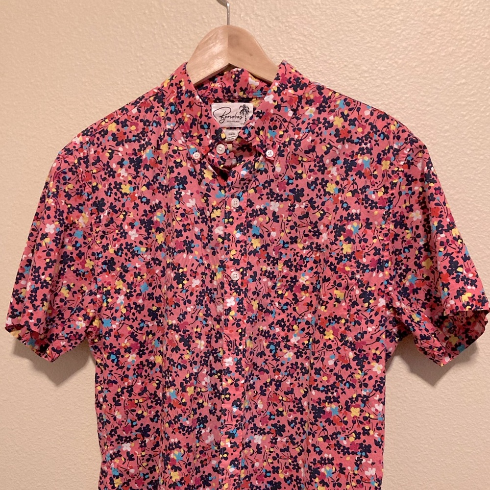 Bonobos Rivieria pink floral short sleeve button down
